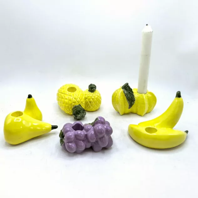 Giá đỡ nến gốm hình hoa và trái cây